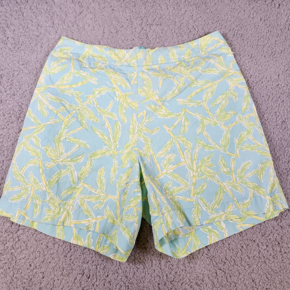 Lilly Pulitzer Spring Green Parrot Palm Tree Leaf Patterned Shorts Sz 6 RN 88189